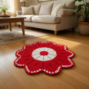 Tapete de Crochê em Formato de Flor