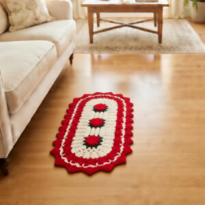 Tapete de Crochê com 3 Flores