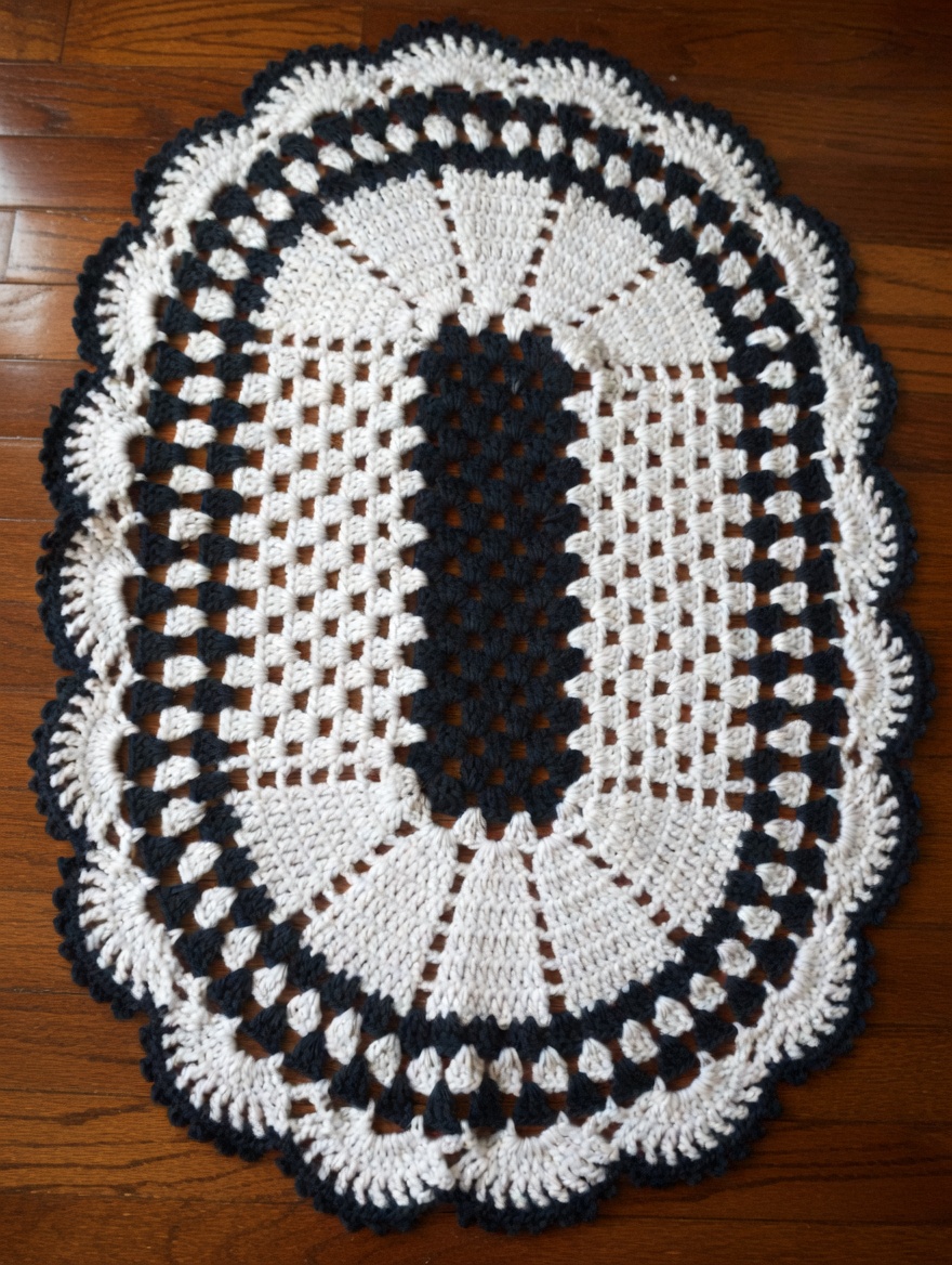 Tapete de crochê oval 2 cores - Imagem 7