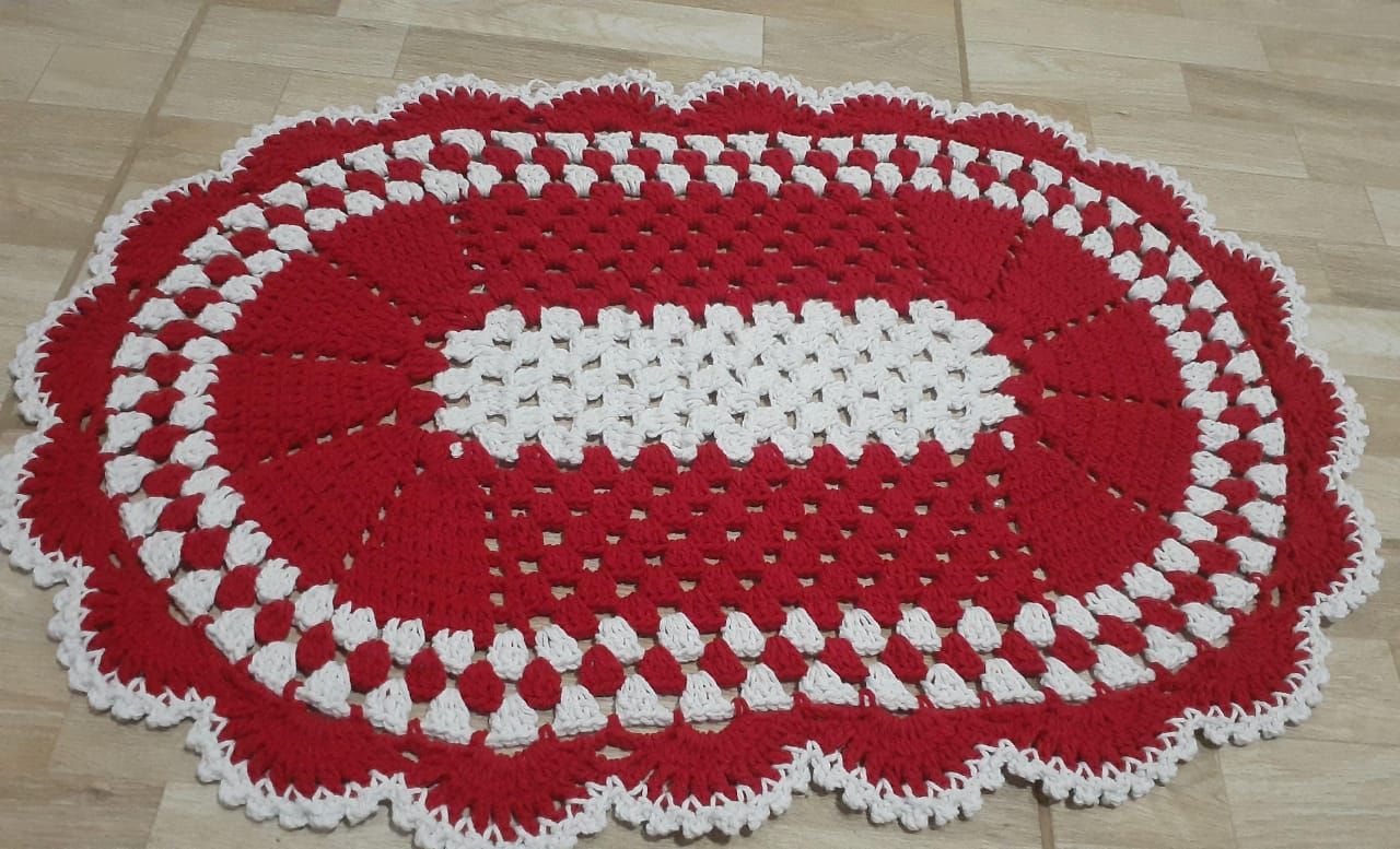 Tapete de crochê oval 2 cores - Imagem 8