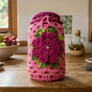 Capa de Crochê para Pote de Vidro