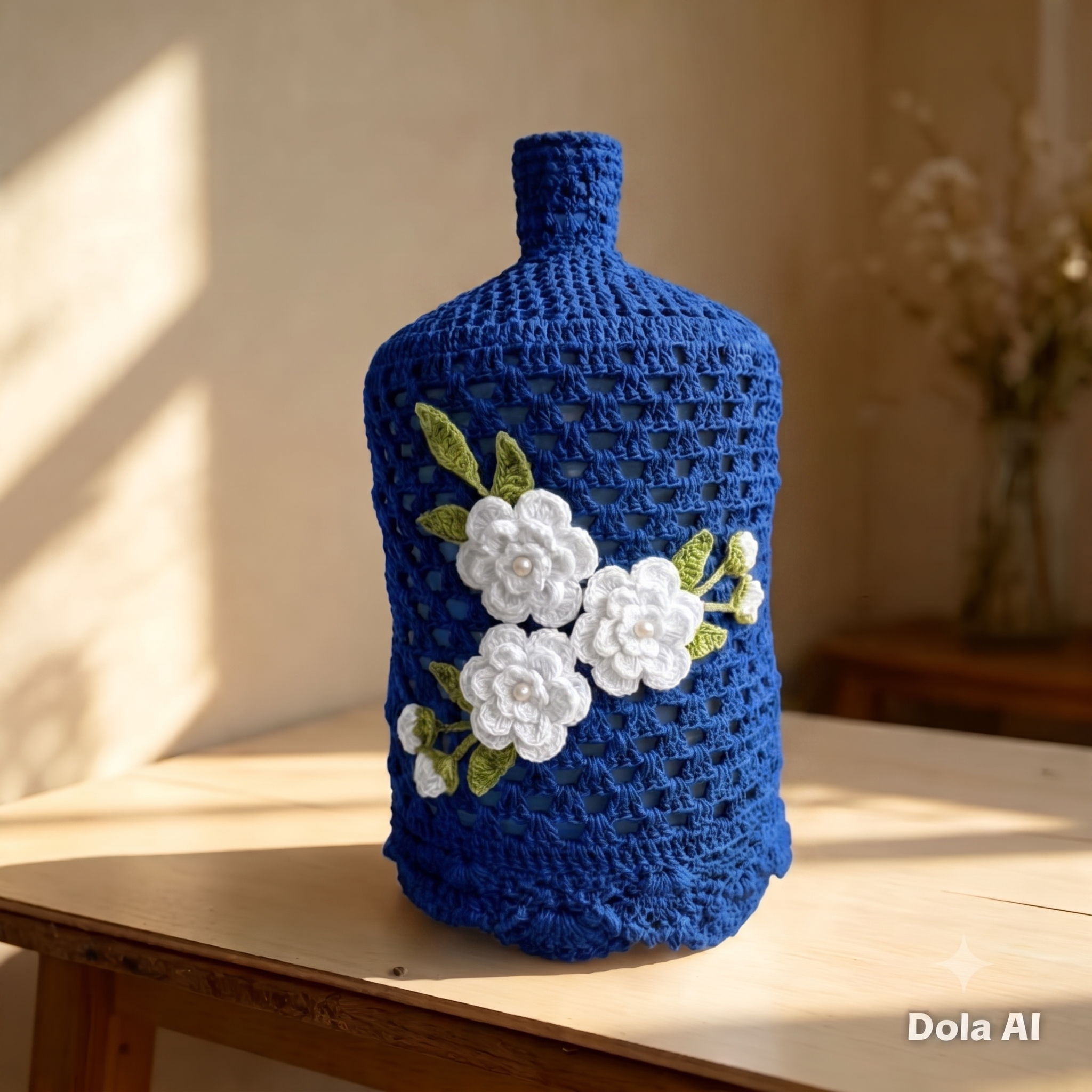 Capa de Crochê para Galão de Água Invertido de 20L Estética e Prática com Design Artesanal para Proteção e Organização - Imagem 5